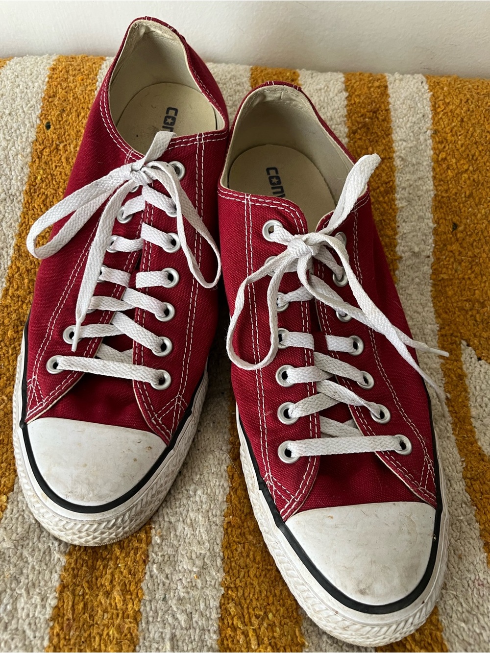 Converse Red Low-Top Canvas Sneakers with White Laces